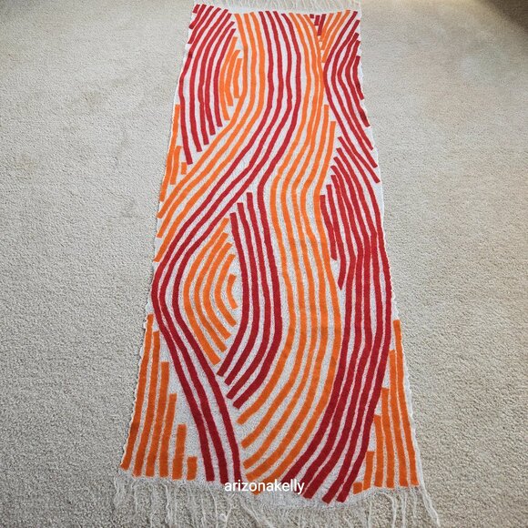 NWOT Zoe Woven Scarf with Vibrant Wool Stripes Red & Orange - Picture 16 of 16
